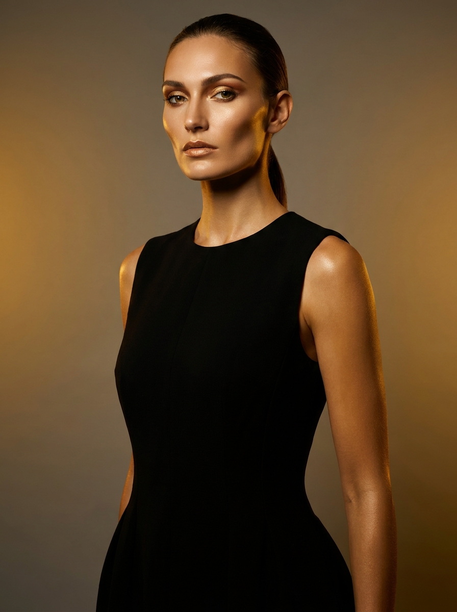 Fashion-портрет модели в чёрном платье, beauty dish свет Fashion-портрет модели в чёрном платье, beauty dish свет